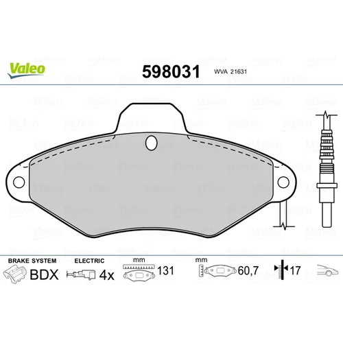 Sada brzdových platničiek kotúčovej brzdy VALEO 598031