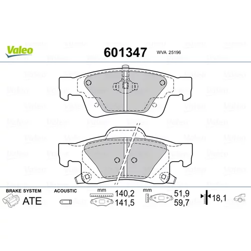Sada brzdových platničiek kotúčovej brzdy VALEO 601347
