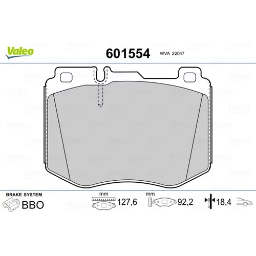 Sada brzdových platničiek kotúčovej brzdy VALEO 601554
