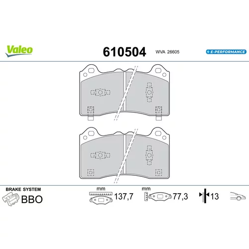 Sada brzdových platničiek kotúčovej brzdy VALEO 610504