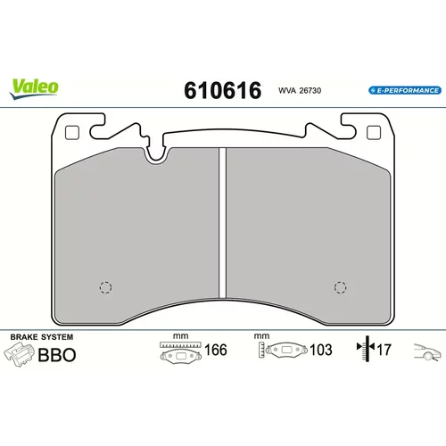 Sada brzdových platničiek kotúčovej brzdy VALEO 610616