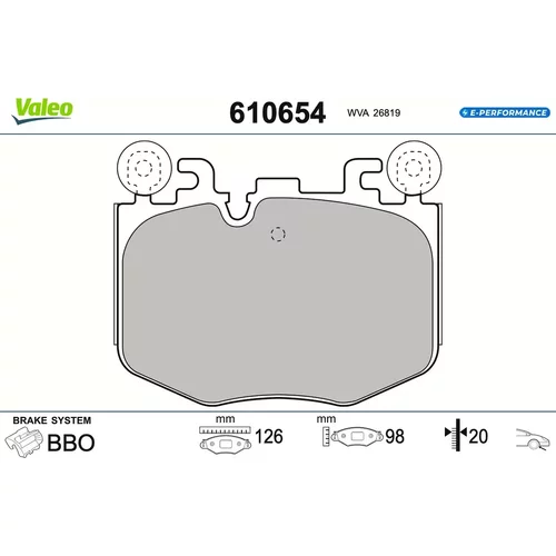 Sada brzdových platničiek kotúčovej brzdy VALEO 610654