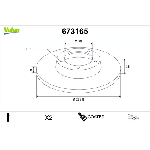 Brzdový kotúč VALEO 673165