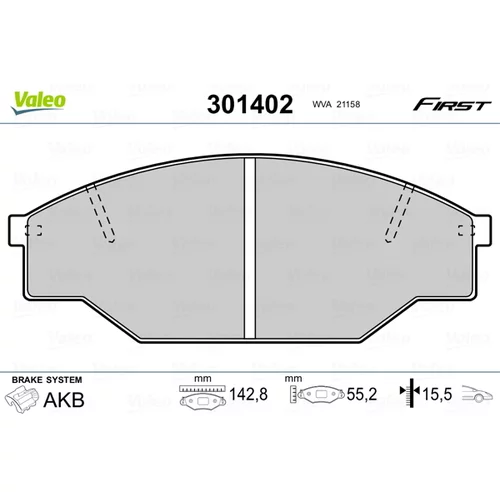 Sada brzdových platničiek kotúčovej brzdy VALEO 301402