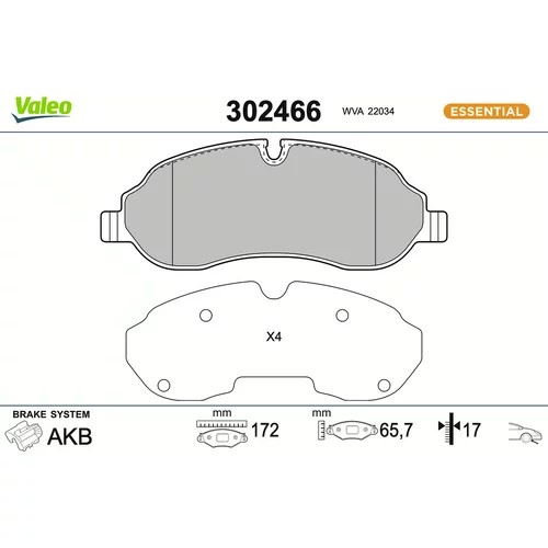 Sada brzdových platničiek kotúčovej brzdy VALEO 302466