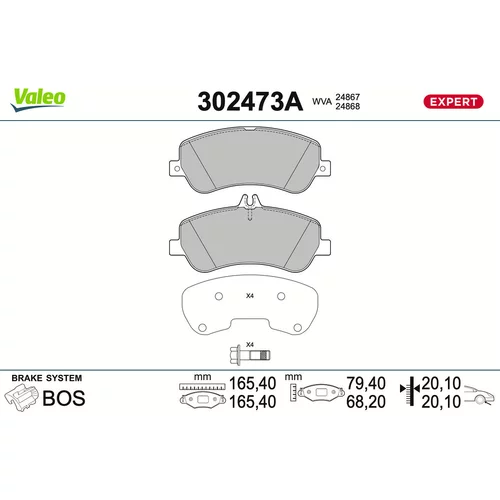 Sada brzdových platničiek kotúčovej brzdy VALEO 302473A