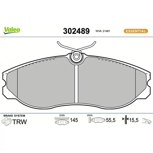 Sada brzdových platničiek kotúčovej brzdy VALEO 302489