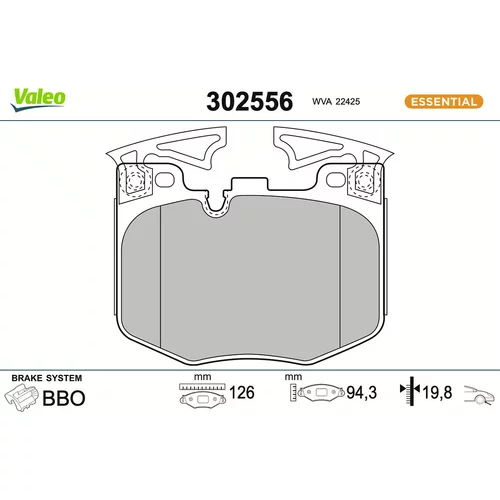 Sada brzdových platničiek kotúčovej brzdy VALEO 302556