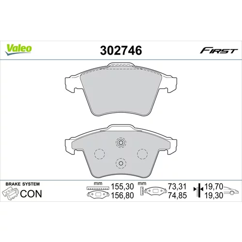 Sada brzdových platničiek kotúčovej brzdy VALEO 302746