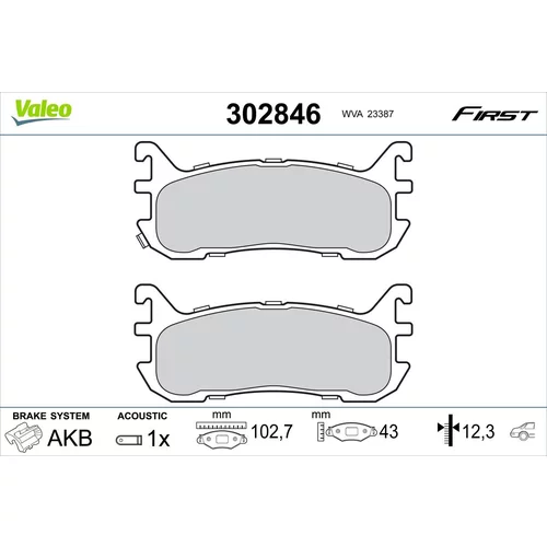 Sada brzdových platničiek kotúčovej brzdy VALEO 302846