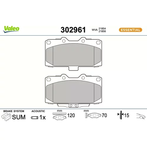 Sada brzdových platničiek kotúčovej brzdy VALEO 302961