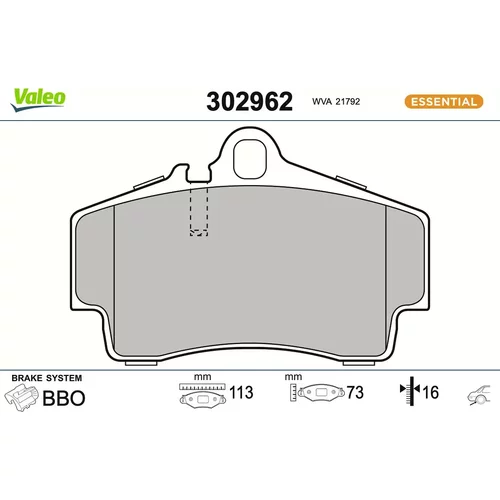 Sada brzdových platničiek kotúčovej brzdy VALEO 302962