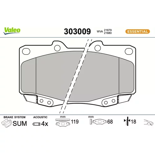 Sada brzdových platničiek kotúčovej brzdy VALEO 303009
