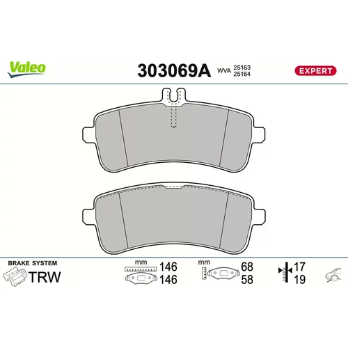 Sada brzdových platničiek kotúčovej brzdy VALEO 303069A