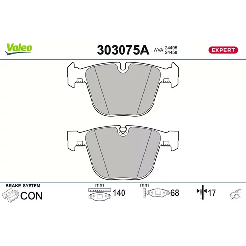 Sada brzdových platničiek kotúčovej brzdy VALEO 303075A