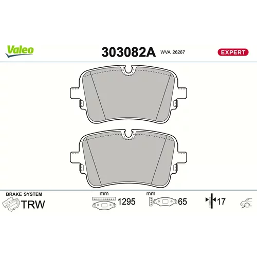 Sada brzdových platničiek kotúčovej brzdy VALEO 303082A