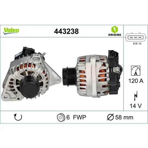 Alternátor 443238 /VALEO/