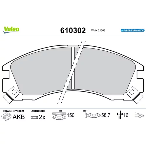 Sada brzdových platničiek kotúčovej brzdy VALEO 610302