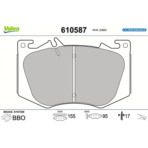 Sada brzdových platničiek kotúčovej brzdy VALEO 610587