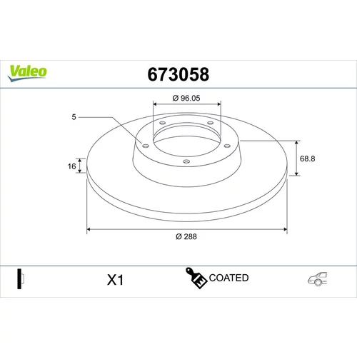 Brzdový kotúč VALEO 673058