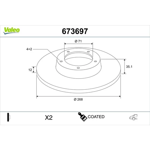 Brzdový kotúč VALEO 673697