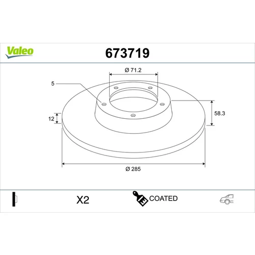Brzdový kotúč VALEO 673719