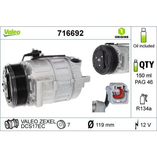 Kompresor klimatizácie VALEO 716692