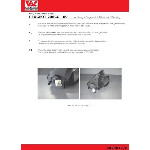 Vonkajšie spätné zrkadlo 4028817 (VAN WEZEL) - obr. 1