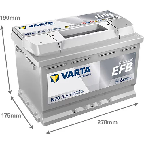 Batéria 570500076 EFB 12V 760A 70Ah /VARTA/ - obr. 1