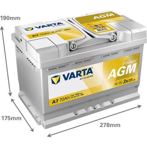 Batéria 570901076 AGM 12V 760A 70Ah /VARTA/ - obr. 1