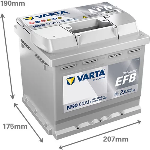Batéria 550500055 12V 550A 50Ah EFB /VARTA/ - obr. 1