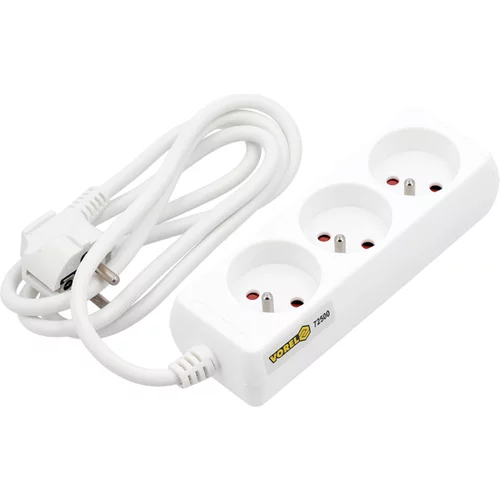 ELEKTRICKÝ PREDLŽOVACÍ KÁBEL, BIELY, 3 ZÁSUVKY S UZEMNENÍM, 1,5M /VOREL/ - obr. 1