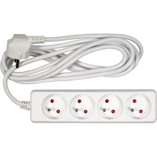 ELEKTRICKÝ PREDLŽOVACÍ KÁBEL, BIELY, 4 ZÁSUVKY S UZEMNENÍM, 3M