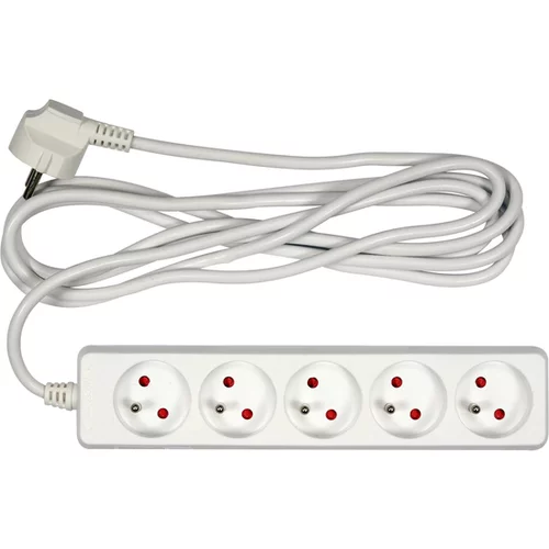 ELEKTRICKÝ PREDLŽOVACÍ KÁBEL, BIELY, 5 ZÁSUVEK S UZEMNENÍM, 3M