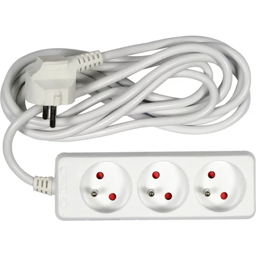 ELEKTRICKÝ PREDLŽOVACÍ KÁBEL, BIELY, 3 ZÁSUVKY S UZEMNENÍM, 3M