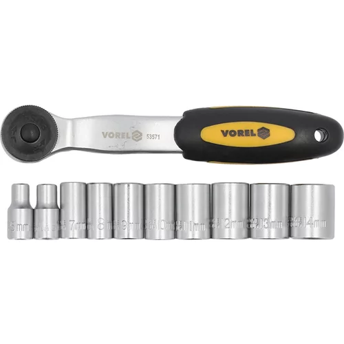 RÁČNA 1/4'' SO ZÁSUVKAMI 5-14 MM, CRV, SADA 11 KS.