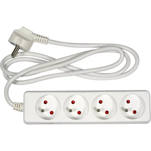 ELEKTRICKÝ PREDLŽOVACÍ KÁBEL, BIELY, 4 ZÁSUVKY S UZEMNENÍM, 1,5 M