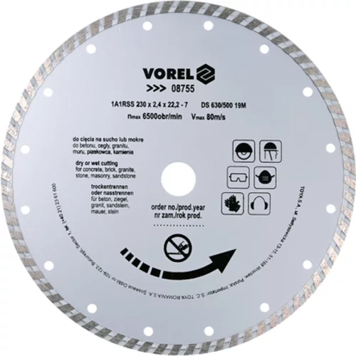 DIAMANTOVÝ DISK 230 MM, TURBO SEGMENT /VOREL/