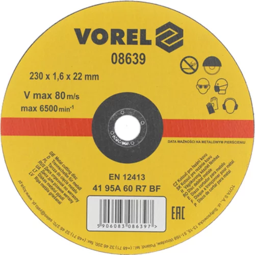 KOVOVÉ REZNÉ KOTOUČE 230X1,6X22 /VOREL/