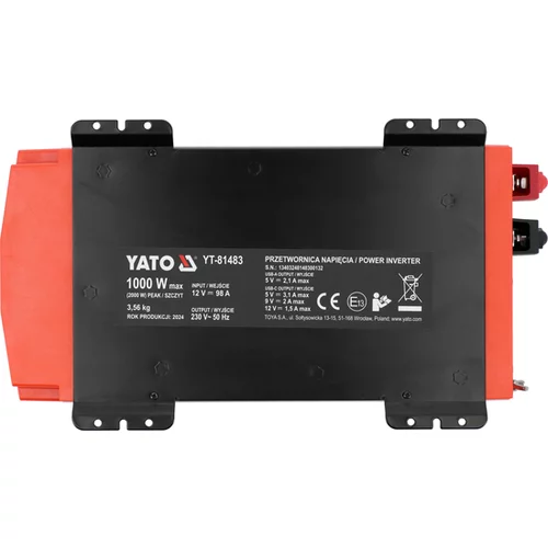 MENIČ NAPÄTIA 12/230V 1000W PURE SINUS /YATO/ - obr. 4