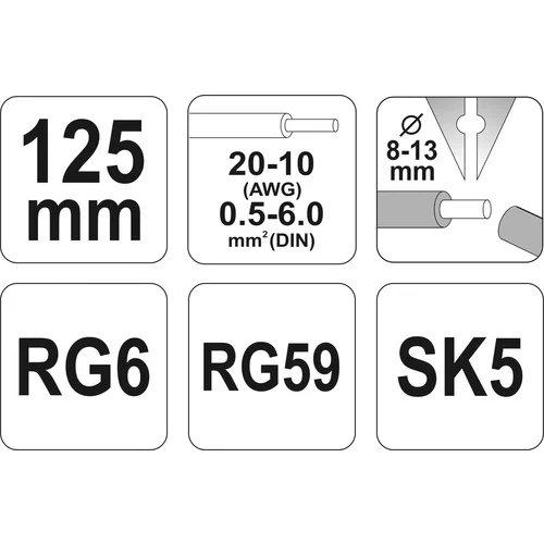 YATO Odizolovacie kliešte 125 mm, priemer 0,5-6,0 mm (YATO náradie) - obr. 2