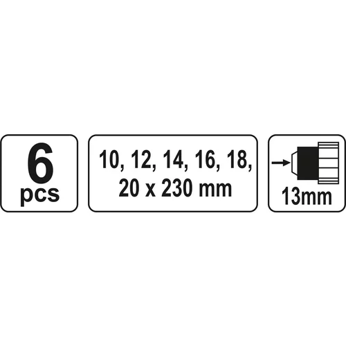 YATO Sada hadovitých vrtákov do dreva 10,12,14,16,18,20 dĺžka 230mm (YATO náradie) - obr. 2