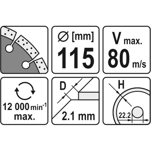 YATO Diamantový kotúč 115 x 22,2 x 2,1 mm (YATO náradie) - obr. 1