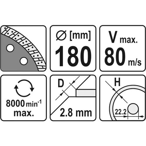 YATO Diamantový kotúč 180 x 22,2 x 2,8 mm turbo (YATO náradie) - obr. 1