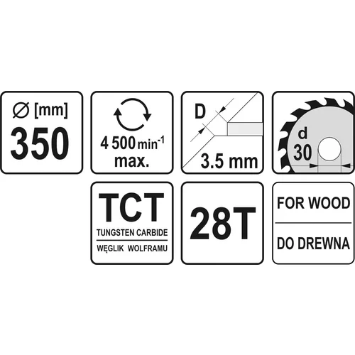 YATO Kotúč na drevo 350 x 30 mm 28z (YATO náradie) - obr. 2
