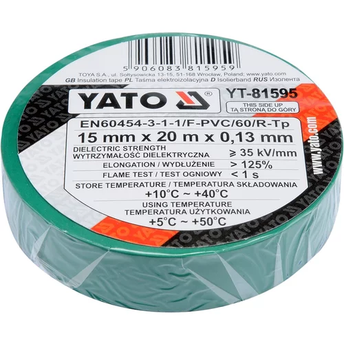 Páska izolační 15mm x 20m x 0,13mm zelená /YATO/ - obr. 1