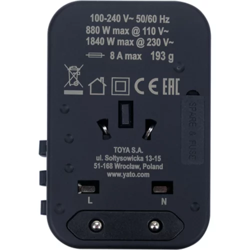 CESTOVNÝ ADAPTÉR PRE VYŠE 150 KRAJÍN USB-C PD 65W /YATO/ - obr. 7