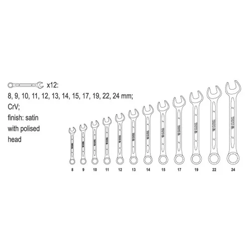 Sada kľúčov očkoplochých 12ks 8-24 mm /YATO/ - obr. 1