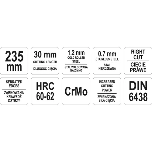 YATO Nožnice na plech 235 mm pravé CrMo (YATO náradie) - obr. 2