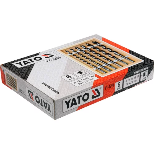 YATO Sada hadovitých vrtákov do dreva 10,12,14,16,18,20 dĺžka 230mm (YATO náradie) - obr. 1